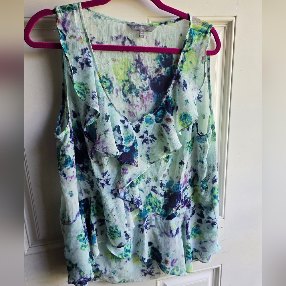 Daisy Fuentes Multicolor Ruffle Blouse